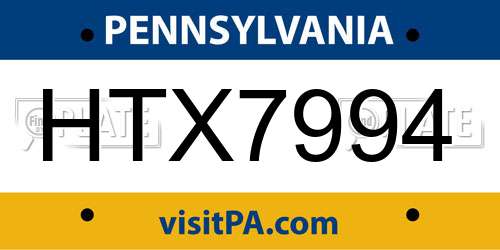 HTX7994 Pennsylvania License Plate