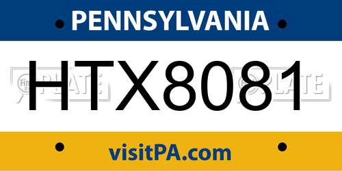 HTX8081 Pennsylvania License Plate