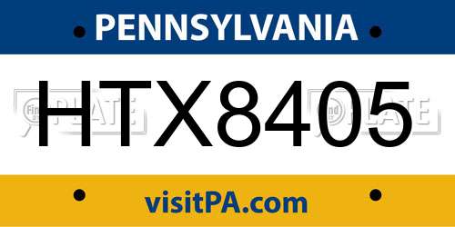 HTX8405 Pennsylvania License Plate