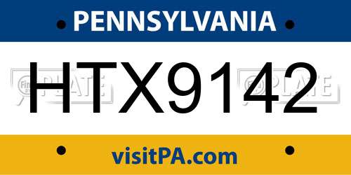 HTX9142 Pennsylvania License Plate