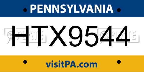 HTX9544 Pennsylvania License Plate