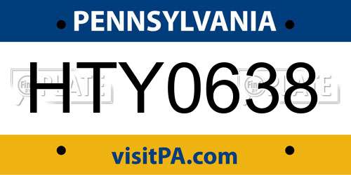 HTY0638 Pennsylvania License Plate