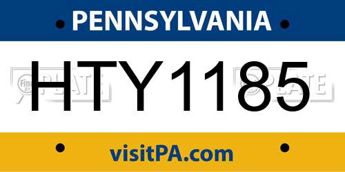 HTY1185 Pennsylvania License Plate
