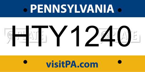 HTY1240 Pennsylvania License Plate