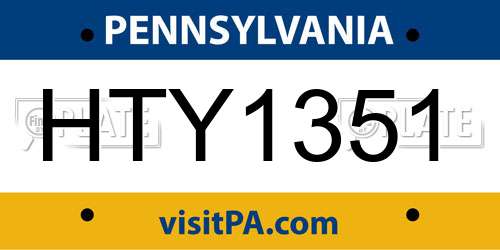 HTY1351 Pennsylvania License Plate