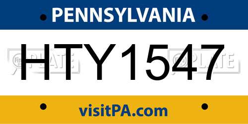 HTY1547 Pennsylvania License Plate