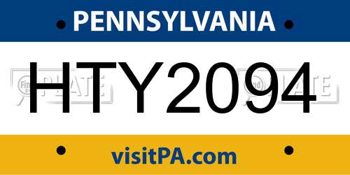 HTY2094 Pennsylvania License Plate