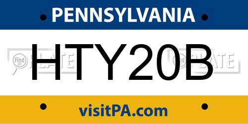 HTY20B Pennsylvania License Plate