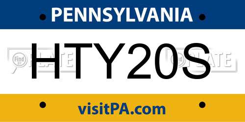 HTY20S Pennsylvania License Plate