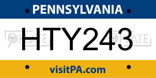 HTY243 Pennsylvania License Plate