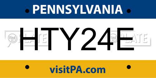 HTY24E Pennsylvania License Plate