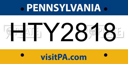 HTY2818 Pennsylvania License Plate