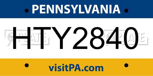 HTY2840 Pennsylvania License Plate