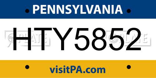 HTY5852 Pennsylvania License Plate