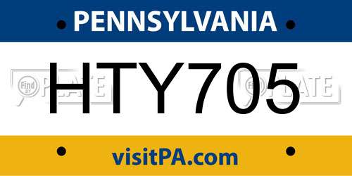HTY705 Pennsylvania License Plate