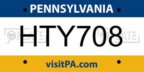 HTY708 Pennsylvania License Plate