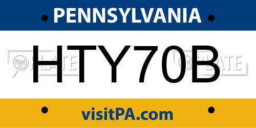 HTY70B Pennsylvania License Plate