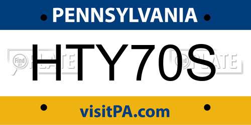 HTY70S Pennsylvania License Plate