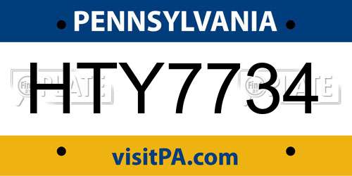 HTY7734 Pennsylvania License Plate