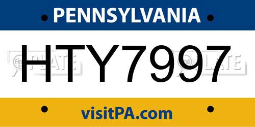HTY7997 Pennsylvania License Plate