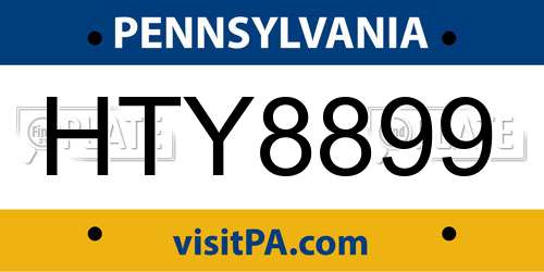 HTY8899 Pennsylvania License Plate
