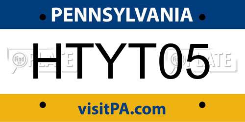 HTYT05 Pennsylvania License Plate