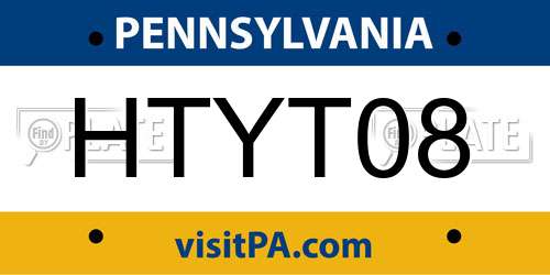 HTYT08 Pennsylvania License Plate