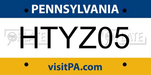 HTYZ05 Pennsylvania License Plate