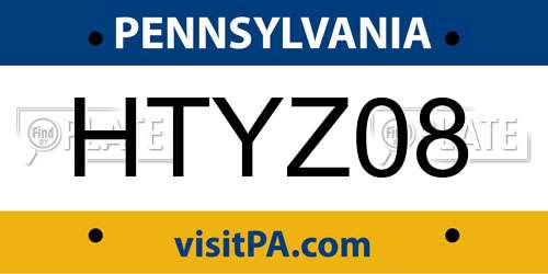 HTYZ08 Pennsylvania License Plate
