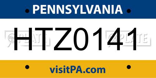 HTZ0141 Pennsylvania License Plate
