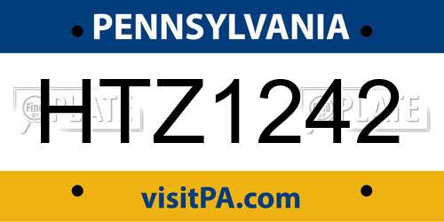HTZ1242 Pennsylvania License Plate