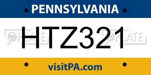 HTZ321 Pennsylvania License Plate