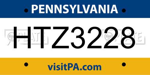 HTZ3228 Pennsylvania License Plate