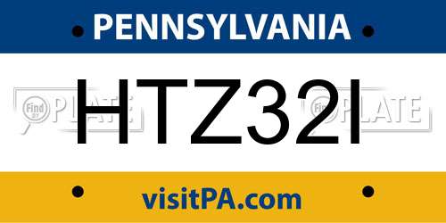 HTZ32I Pennsylvania License Plate