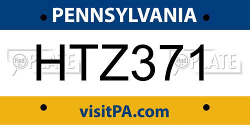 HTZ371 Pennsylvania License Plate