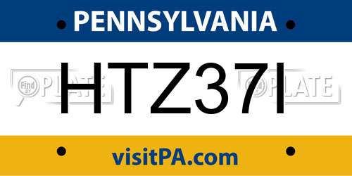 HTZ37I Pennsylvania License Plate