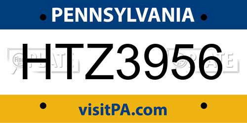 HTZ3956 Pennsylvania License Plate