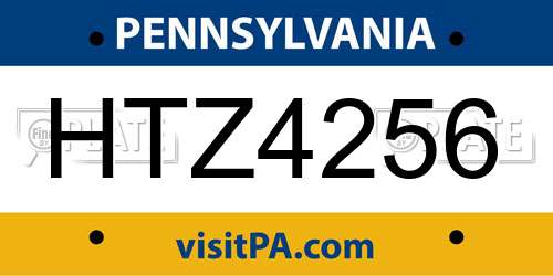 HTZ4256 Pennsylvania License Plate