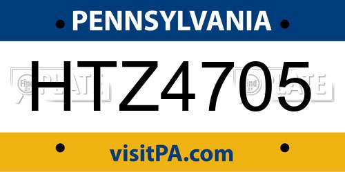 HTZ4705 Pennsylvania License Plate