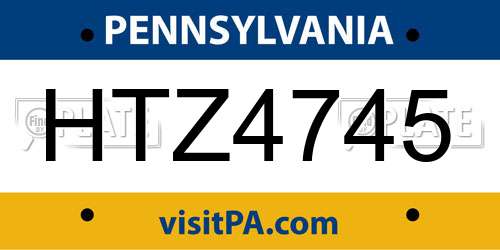 HTZ4745 Pennsylvania License Plate