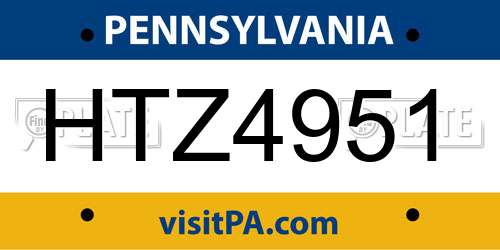 HTZ4951 Pennsylvania License Plate