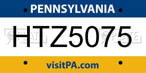 HTZ5075 Pennsylvania License Plate