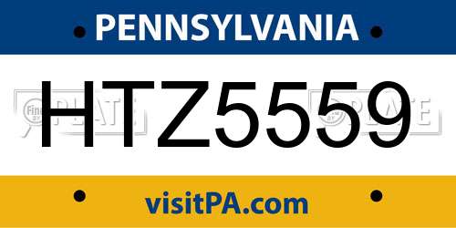HTZ5559 Pennsylvania License Plate