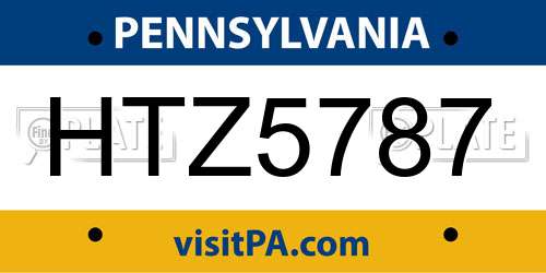 HTZ5787 Pennsylvania License Plate