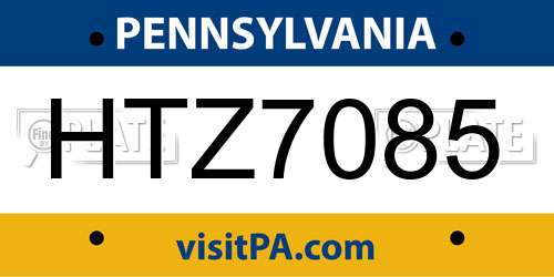 HTZ7085 Pennsylvania License Plate