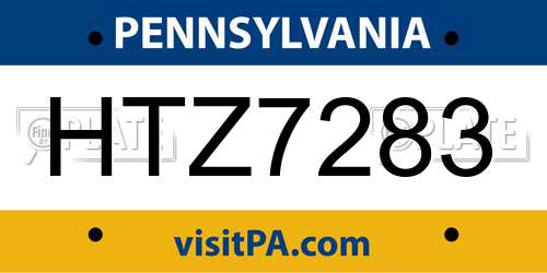 HTZ7283 Pennsylvania License Plate