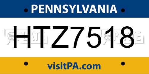 HTZ7518 Pennsylvania License Plate