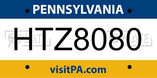 HTZ8080 Pennsylvania License Plate