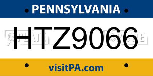 HTZ9066 Pennsylvania License Plate
