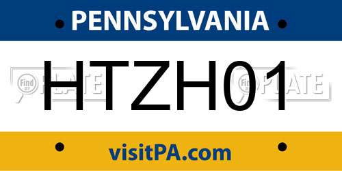 HTZH01 Pennsylvania License Plate